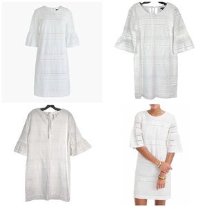 J Crew Flutter Sleeve Shift Dress In Eyelet 100% Cotton SIZE 8